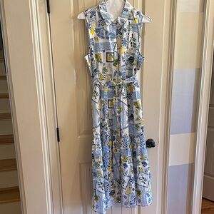 Floral Sleeveless Dress - Blue and Yellow lemon print brand NEW